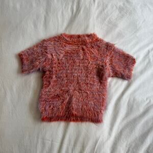 Real rabbit fur orange shirt